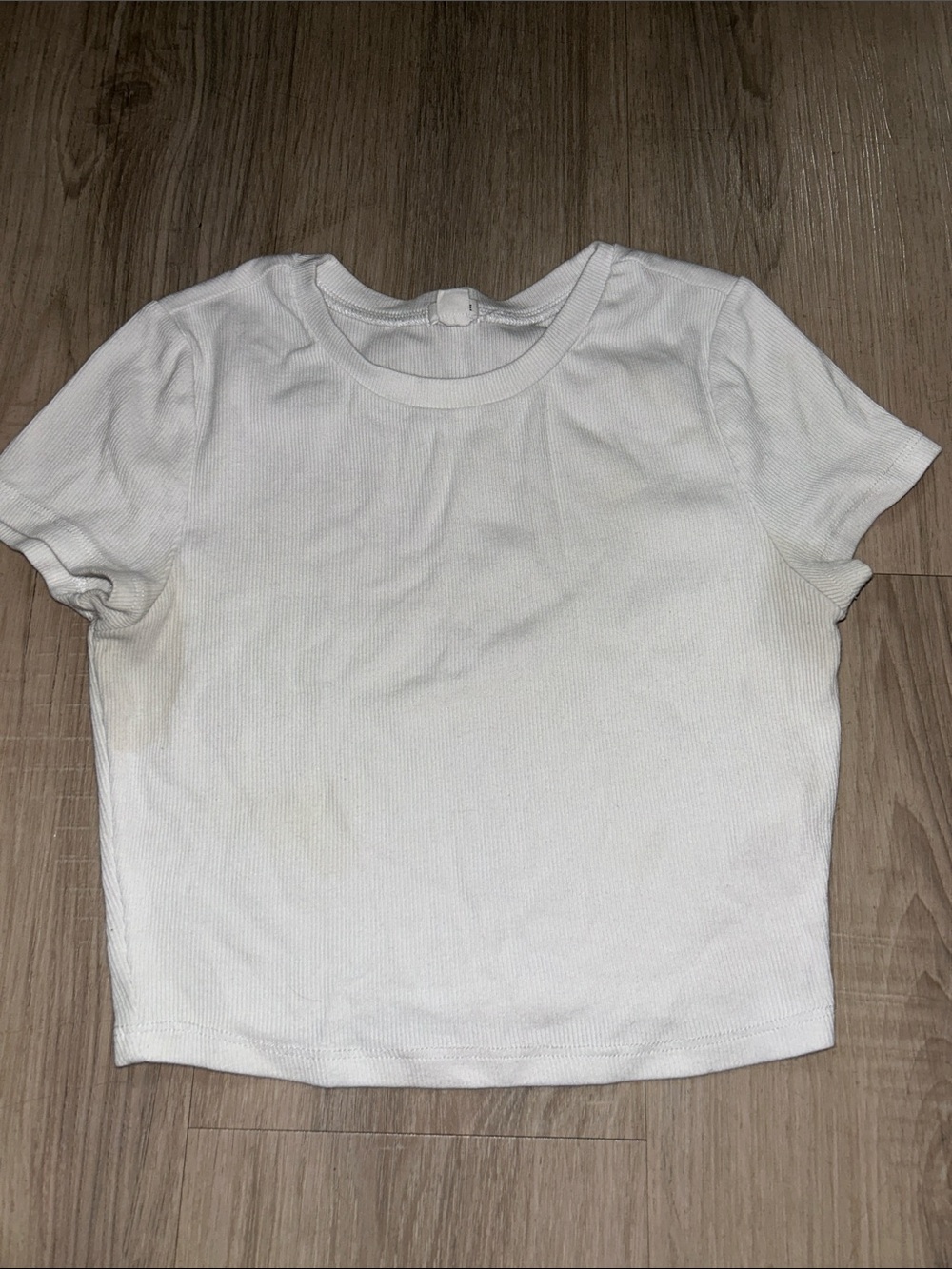 Garage White Ribbed Short-Sleeve Crop Tee